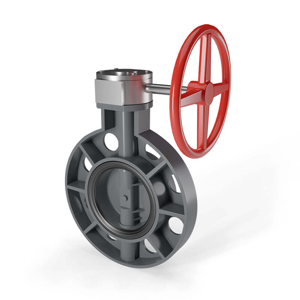 Butterfly valve gear type fitting for agricultural pipe