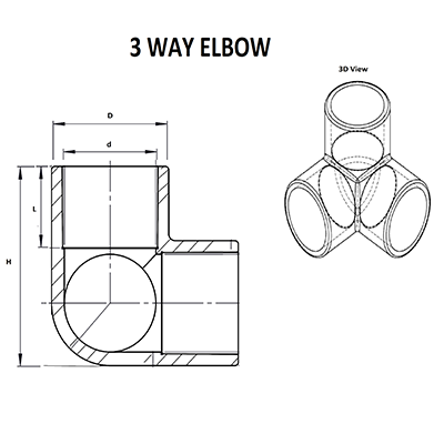 3 Way Elbow Fitting for CPVC Pipes