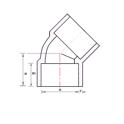 sch 80 - 45° pvc elbow fitting for cpvc pipes