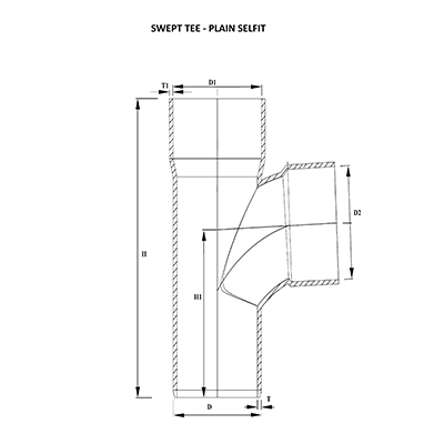 plain selfit swept tee for swr pipe