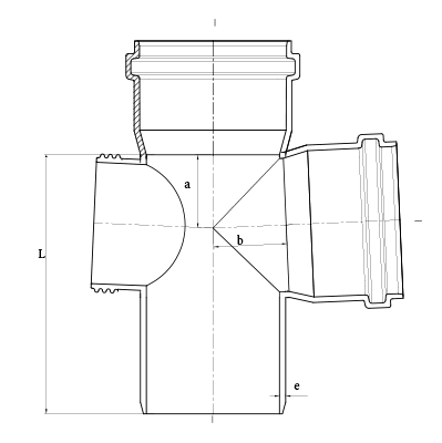 PVC Rigfit Door Tee Diagram - SWR Pipes