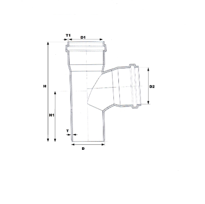 Swept Tee with Integrated Ring Plain Door Diagram - SWR Pipes